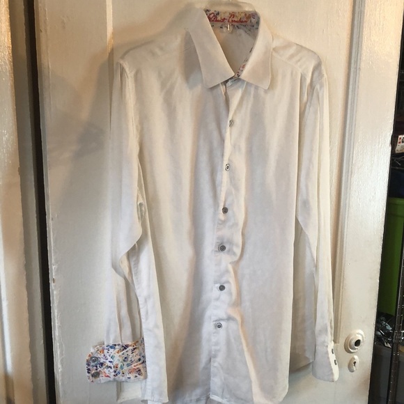 Robert Graham Classic Fit Dotted Sport Shirt Men’s Medium Graphic Flip Cuffs - Picture 4 of 10